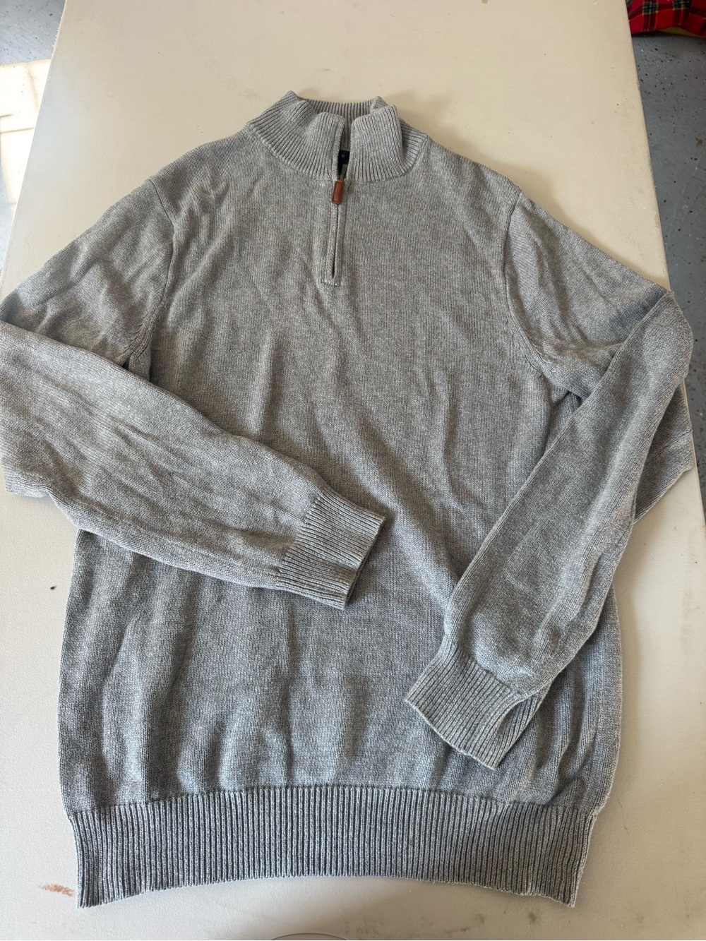 J. Crew Men's Heather Gray Quarter-Zip Sweater